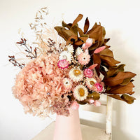Sweet Pink Boho arrangement with vase [L] preserved dried flowers