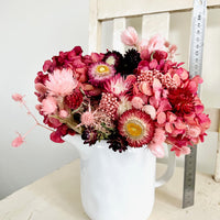 Cherry Pink arrangement with vase [M] preserved dried flowers