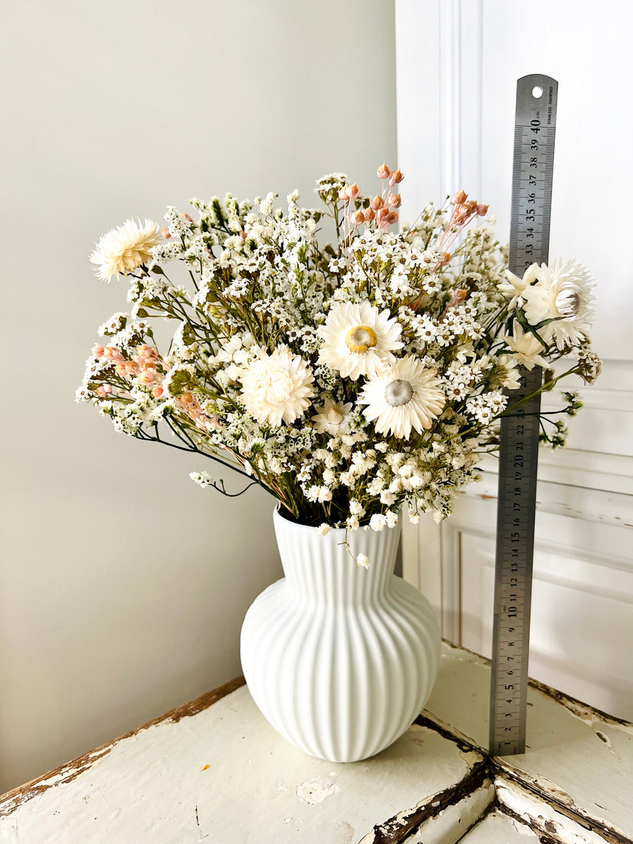 Snow White vase arrangement [M] preserved dried flowers