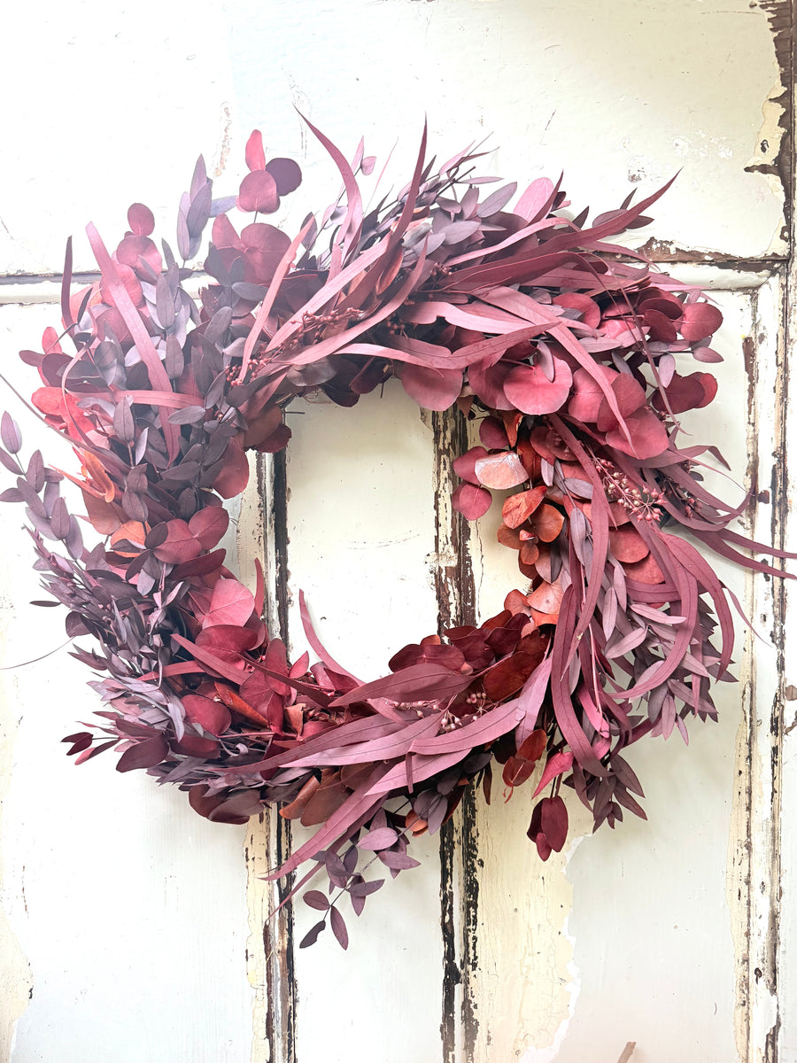 [3 weekdays] Everlasting Red Velvet Mix Preserved Eucalyptus Wreath