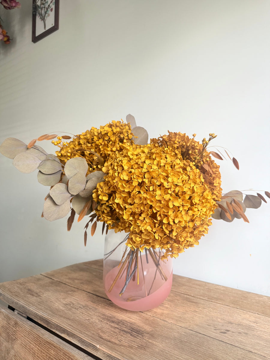 Burnished Gold Hydrangea Vase Arrangement [Large] Brown