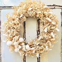 [2 weekdays] Everlasting Preserved Baby's Breath Snow Wreath - Cream Beige