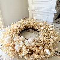 [2 weekdays] Everlasting Preserved Baby's Breath Snow Wreath - Cream Beige