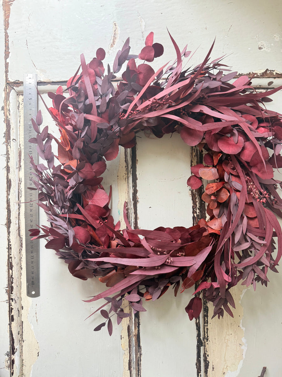 [3 weekdays] Everlasting Red Velvet Mix Preserved Eucalyptus Wreath