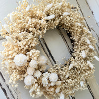 [2 weekdays] Everlasting Preserved Baby's Breath Snow Wreath - Cream Beige