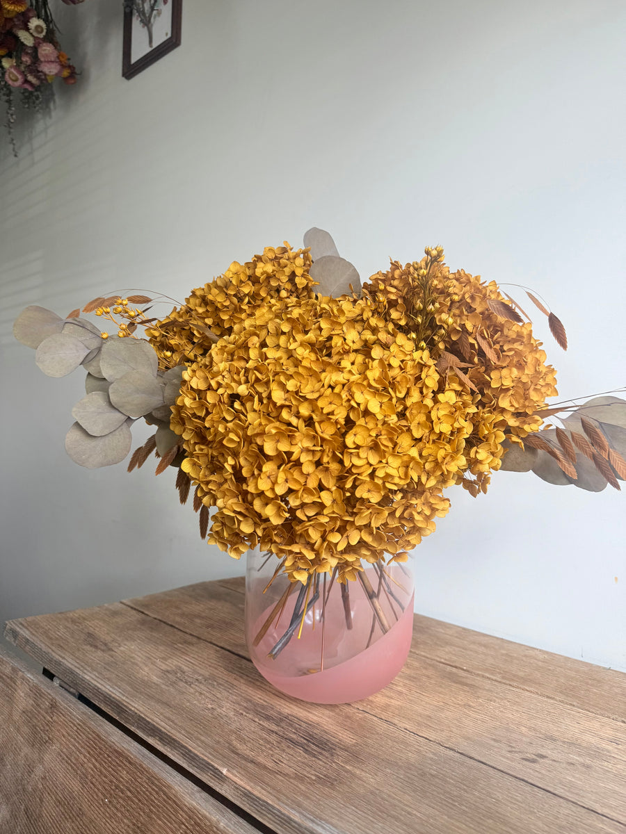 Burnished Gold Hydrangea Vase Arrangement [Large] Brown