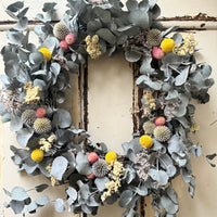 [3 weekdays] Frosty Meadow Wreath - preserved / dried flower wreath
