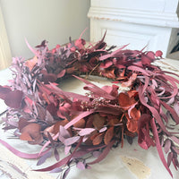 [3 weekdays] Everlasting Red Velvet Mix Preserved Eucalyptus Wreath