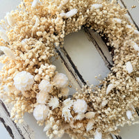[2 weekdays] Everlasting Preserved Baby's Breath Snow Wreath - Cream Beige