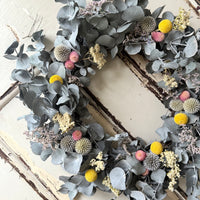 [3 weekdays] Frosty Meadow Wreath - preserved / dried flower wreath