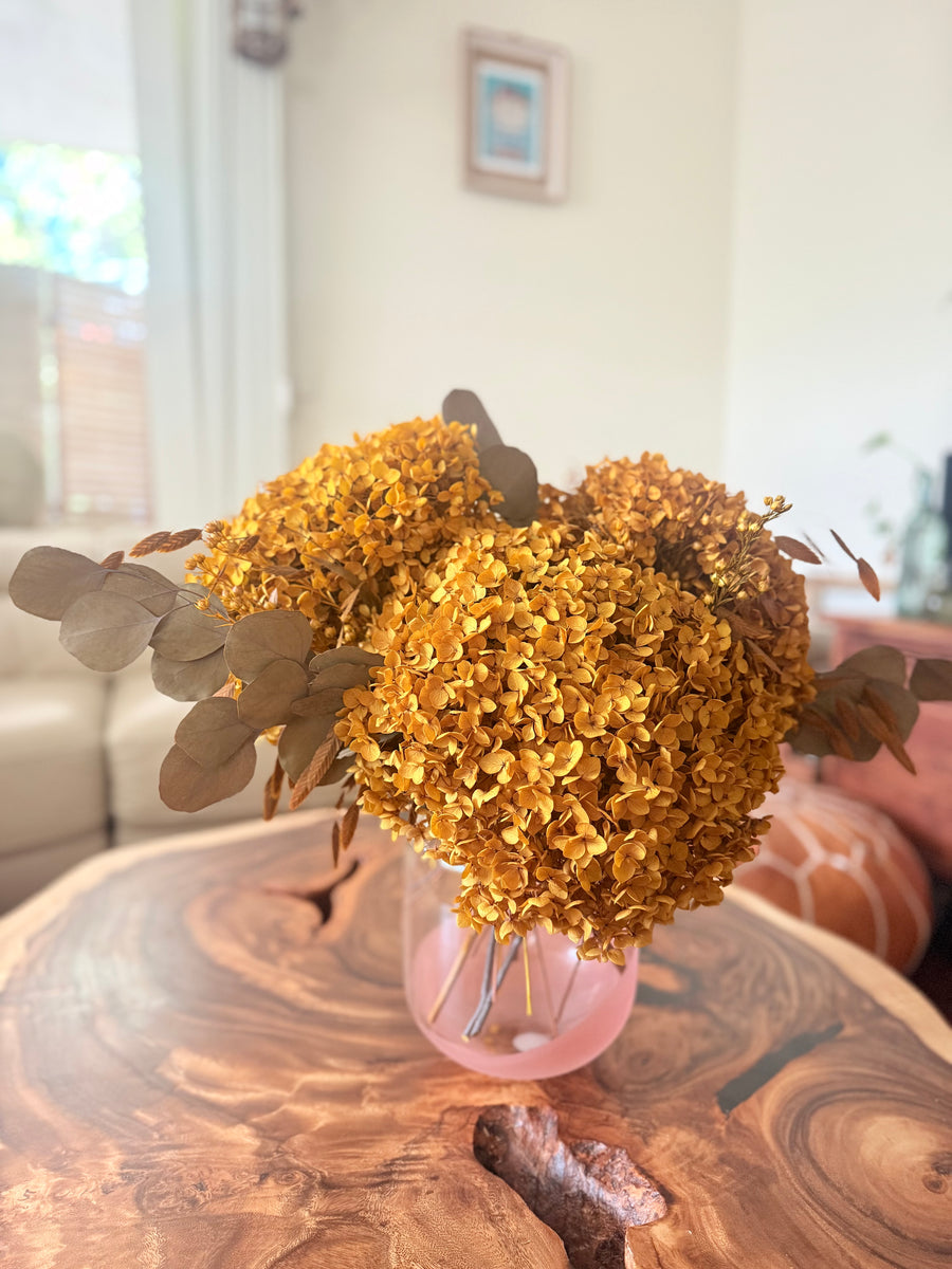 Burnished Gold Hydrangea Vase Arrangement [Large] Brown