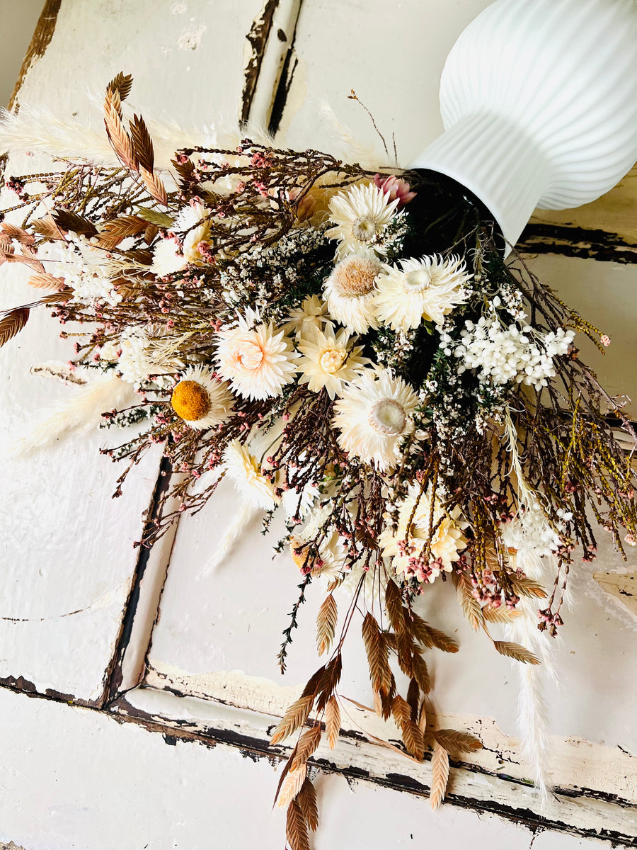 Boho Blush vase arrangement [M] preserved dried flowers and natives