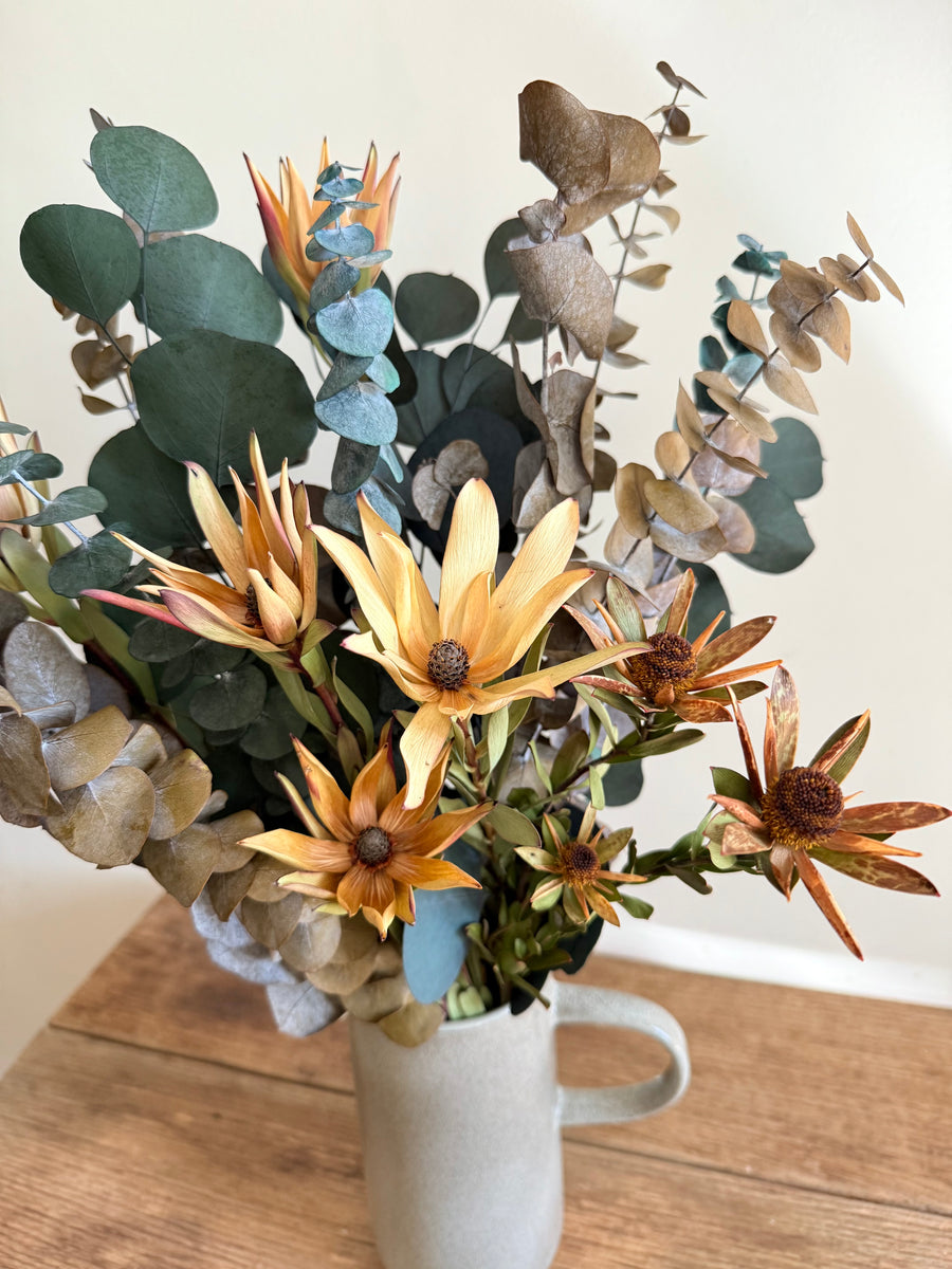 Olive Grove Preserved Eucalyptus Bouquet [M] with / without leucadendron