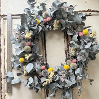 [3 weekdays] Frosty Meadow Wreath - preserved / dried flower wreath