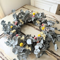 [3 weekdays] Frosty Meadow Wreath - preserved / dried flower wreath