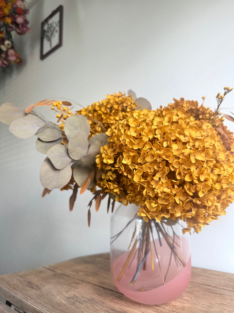 Burnished Gold Hydrangea Vase Arrangement [Large] Brown