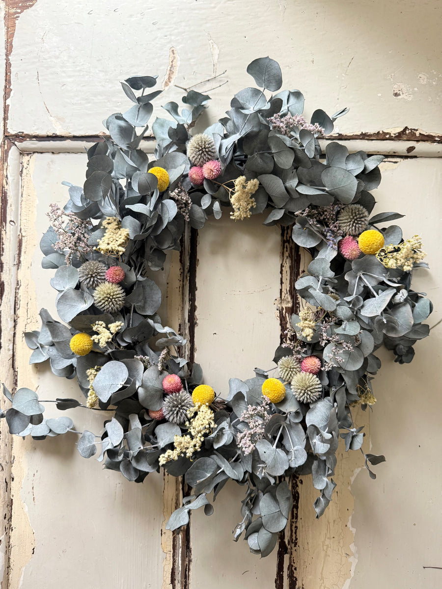 [3 weekdays] Frosty Meadow Wreath - preserved / dried flower wreath