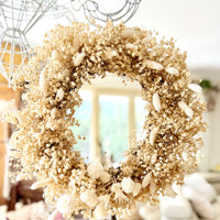 [3 weekdays] Everlasting Preserved Baby's Breath Snow Wreath - dried / preserved flower wreath