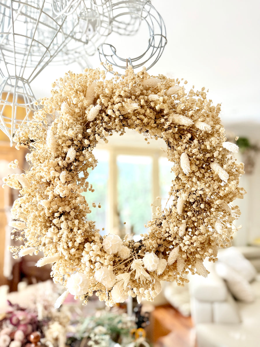 [3 weekdays] Everlasting Preserved Baby's Breath Snow Wreath - dried / preserved flower wreath