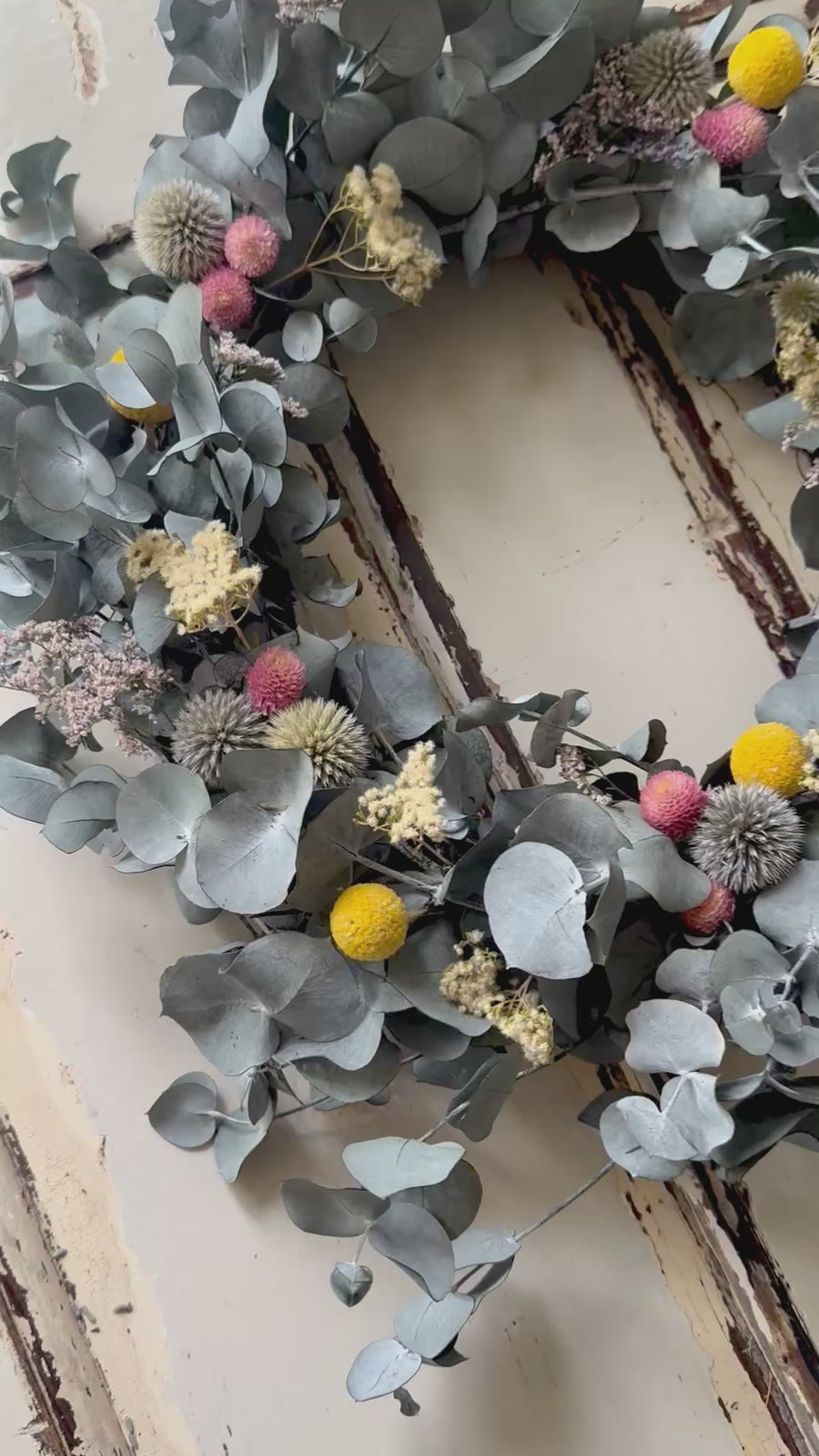 [3 weekdays] Frosty Meadow Wreath - preserved / dried flower wreath