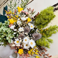 White Daisy Spring Garden arrangement with vase [M] preserved dried flowers