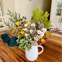 White Daisy Spring Garden arrangement with vase [M] preserved dried flowers