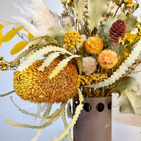 Sunny Banksia arrangement with vase [ML] preserved dried flowers