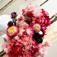 Cherry Pink arrangement with vase [M] preserved dried flowers